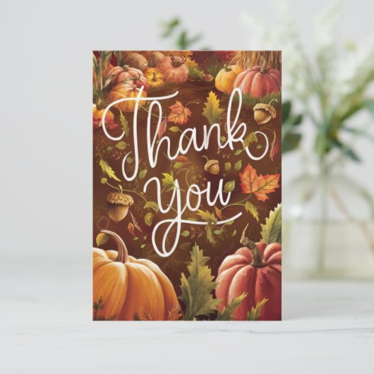 Einfaches Boho Herbstfallen Dankeskarte (Stehend Vorderseite)