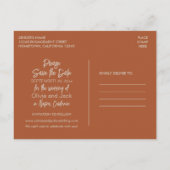Einfaches Boho Minimalistisch Rust Wedding speiche Postkarte (Rückseite)