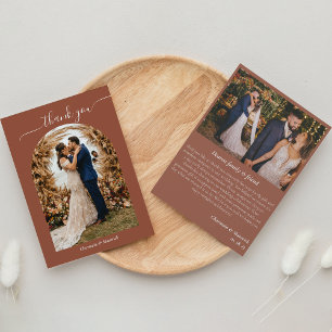 Einfaches Boho Pampas Grass Terracotta Foto Flat Dankeskarte