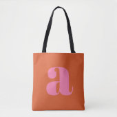 Einfaches Boho Rosa Orange Fettes Monogramm Anfang Tasche (Vorderseite)