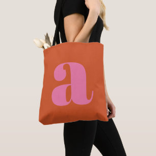Einfaches Boho Rosa Orange Fettes Monogramm Anfang Tasche