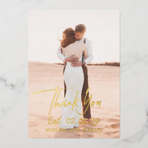 Einfaches Bold Date Foto Moderne Hochzeit Danke Folieneinladung