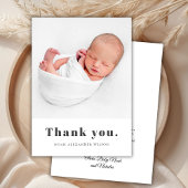 Einfaches Bold Typografy Minimal Neugeborenes Foto Dankeskarte