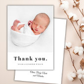 Einfaches Bold Typografy Minimal Neugeborenes Foto Dankeskarte