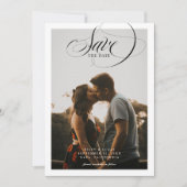 Einfaches Border Elegant Script Zwei Foto Save The Date (Vorderseite)