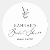 Einfaches botanisches Brautparty Runder Aufkleber (Vorderseite)