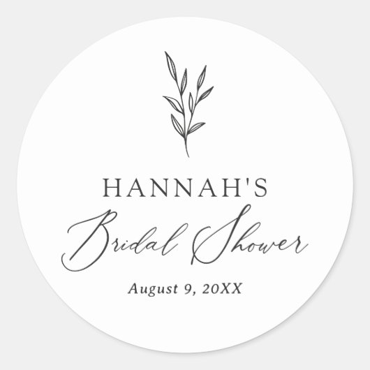 Einfaches botanisches Brautparty Runder Aufkleber (Vorderseite)