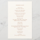 Einfaches Botanisches Burnt Orange Hochzeitsprogra (Rückseite)