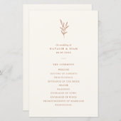 Einfaches Botanisches Burnt Orange Hochzeitsprogra (Vorne/Hinten)