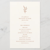 Einfaches Botanisches Burnt Orange Hochzeitsprogra (Vorderseite)