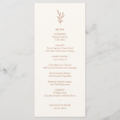 Einfaches Botanisches Burnt Orange Wedding Menu Menükarte (Vorderseite)