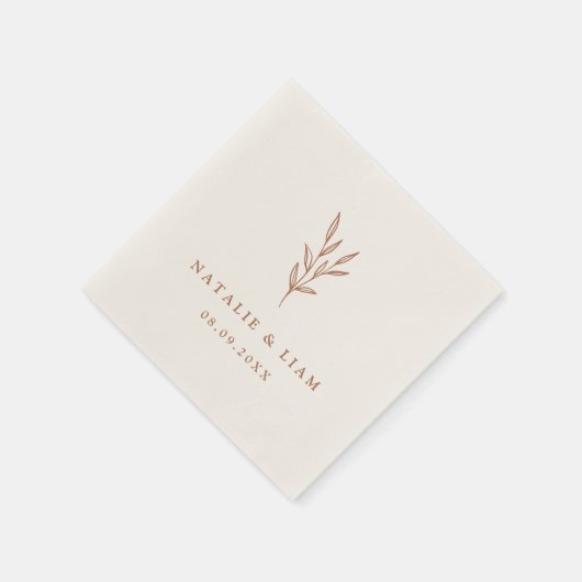 Einfaches botanisches Burnt Orange Wedding Napkins Serviette (Ecke)