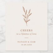 Einfaches botanisches Burnt Orange Wedding Wine La Weinetikett (Einzelnes Label)