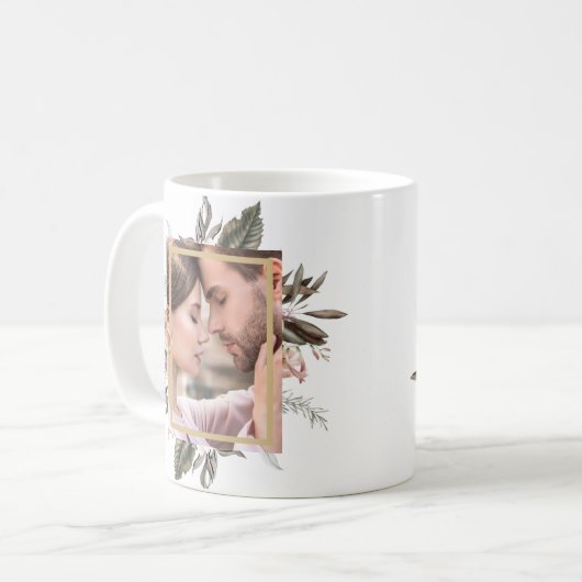 Einfaches botanisches Gerahmtes Foto Kaffeetasse (Vorderseite Links)