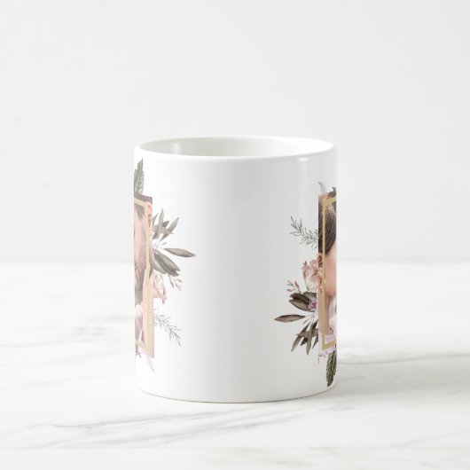 Einfaches botanisches Gerahmtes Foto Kaffeetasse (Mittel)