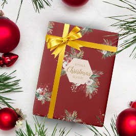 Einfaches botanisches Gruß in Wasserfarbe Rot Geschenkpapier