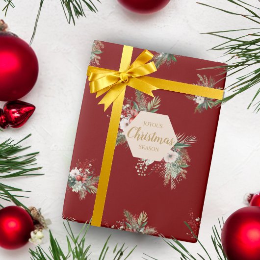 Einfaches botanisches Gruß in Wasserfarbe Rot Geschenkpapier