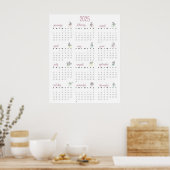 Einfaches botanisches Jahr-2025-Kalender Poster (Küche)