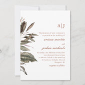 Einfaches botanisches mit Monogram Foto Wedding In Einladung (Vorderseite)