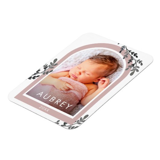 Einfaches botanisches Rosa Foto Arch und Hübsches Magnet (Linke Seite)