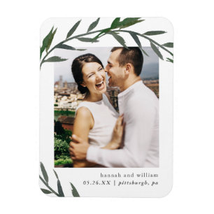 Einfaches botanisches Save the Date Hochzeitssembl Magnet