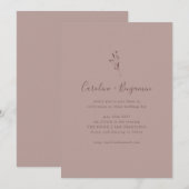 Einfaches botanisches Skript Dusty Mauve Boho Wedd Einladung (Vorne/Hinten)