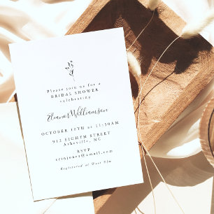 Einfaches botanisches Skript-Schwarz-weißes Brautp Einladung