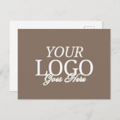 Einfaches braunes Firmenlogo mit QR-Code Postkarte (Vorne/Hinten)