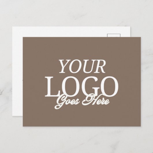 Einfaches braunes Firmenlogo mit QR-Code Postkarte (Vorne/Hinten)