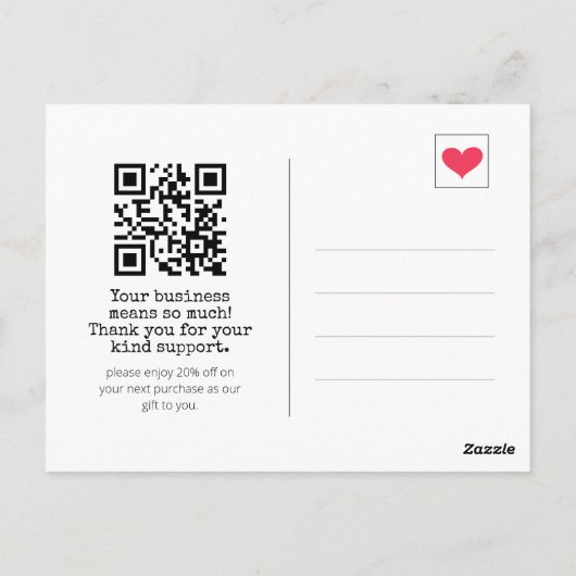 Einfaches braunes Firmenlogo mit QR-Code Postkarte (Rückseite)