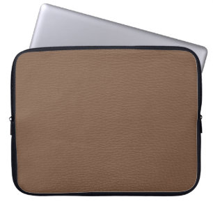 Einfaches braunes Kunstleder-Monogramm Laptopschutzhülle