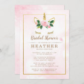 Einfaches Brautparty aus Rosa und Gold Einladung (Vorne/Hinten)