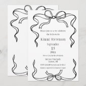 Einfaches Brautparty aus schwarzem Flachband Einladung (Vorne/Hinten)