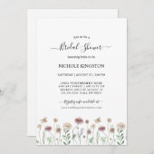 Einfaches Brautparty für die Wildblume im Herbst  Einladung (Vorne/Hinten)