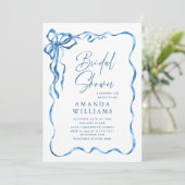 Einfaches Brautparty mit blauer Handzeichnung Einladung (Stehend Vorderseite)