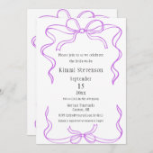 Einfaches Brautparty mit Lila Flachband Einladung (Vorne/Hinten)
