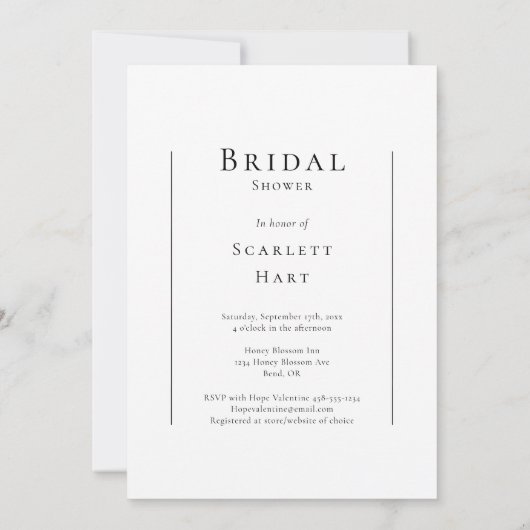 Einfaches Brautparty mit minimalem Foto Einladung (Rückseite)