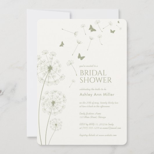 Einfaches Brautparty mit modernen, grünen Leuchten Einladung (Vorderseite)