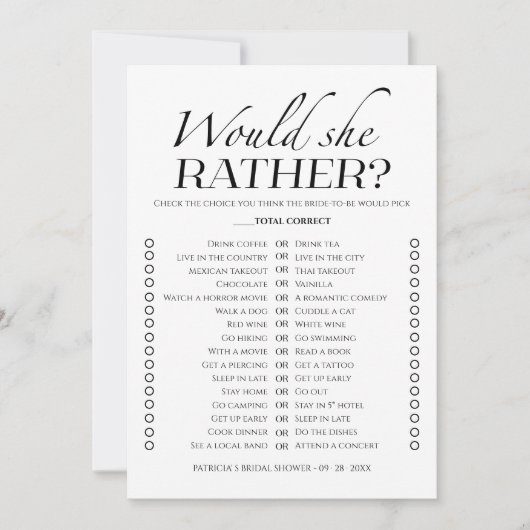 Einfaches Brautparty würde sie eher eine Spielkart Einladung (Vorderseite)