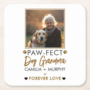 Einfaches Brown & Black Text Dog Oma Foto Rechteckiger Pappuntersetzer