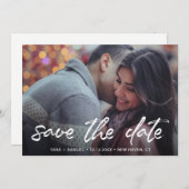 Einfaches Brush Script-Foto Moderne Hochzeit Save The Date (Vorne/Hinten)
