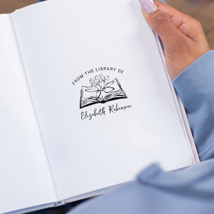 einfaches Buch mit Lotus, aus der Bibliothek von Gummistempel