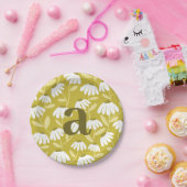 Einfaches Buchstabenmonogramm Oliven Grün Blumenmu Pappteller (Party)