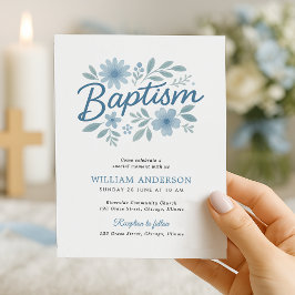 Einfaches Budget Blumentaufen Einladung für Junge