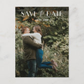 Einfaches Budget Foto Hochzeit speichern Sie das D Ankündigungspostkarte (Vorderseite)