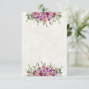 Einfaches Budget Hochzeit lila Wildblumen  Einladung