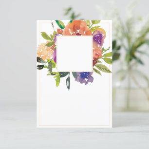 Einfaches Budget Orange und lila Hochzeit floral Einladung