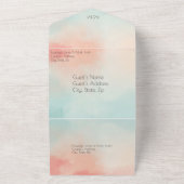 Einfaches Budget Pastel Peach & Türkis Wedding All In One Einladung (Außenbereich)