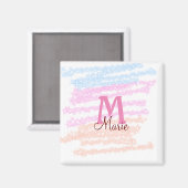 Einfaches buntes Glitter-Funkeln-Add-Name-Monogram Magnet (Vorderseite/Rückseite)