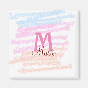 Einfaches buntes Glitter-Funkeln-Add-Name-Monogram Magnet